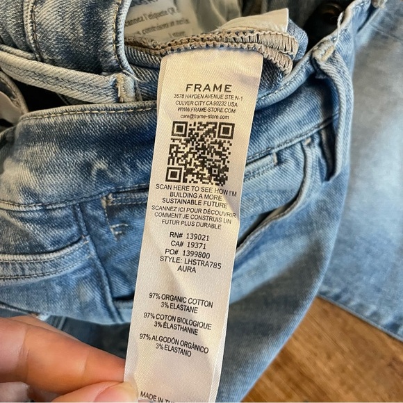 FRAME Women’s Le High Straight Blue Distressed Size 26 - Picture 7 of 12